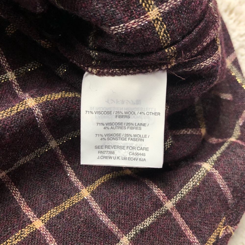 Madewell Purple Plaid Ruffle Front Top Size Medium - Picture 4 of 6